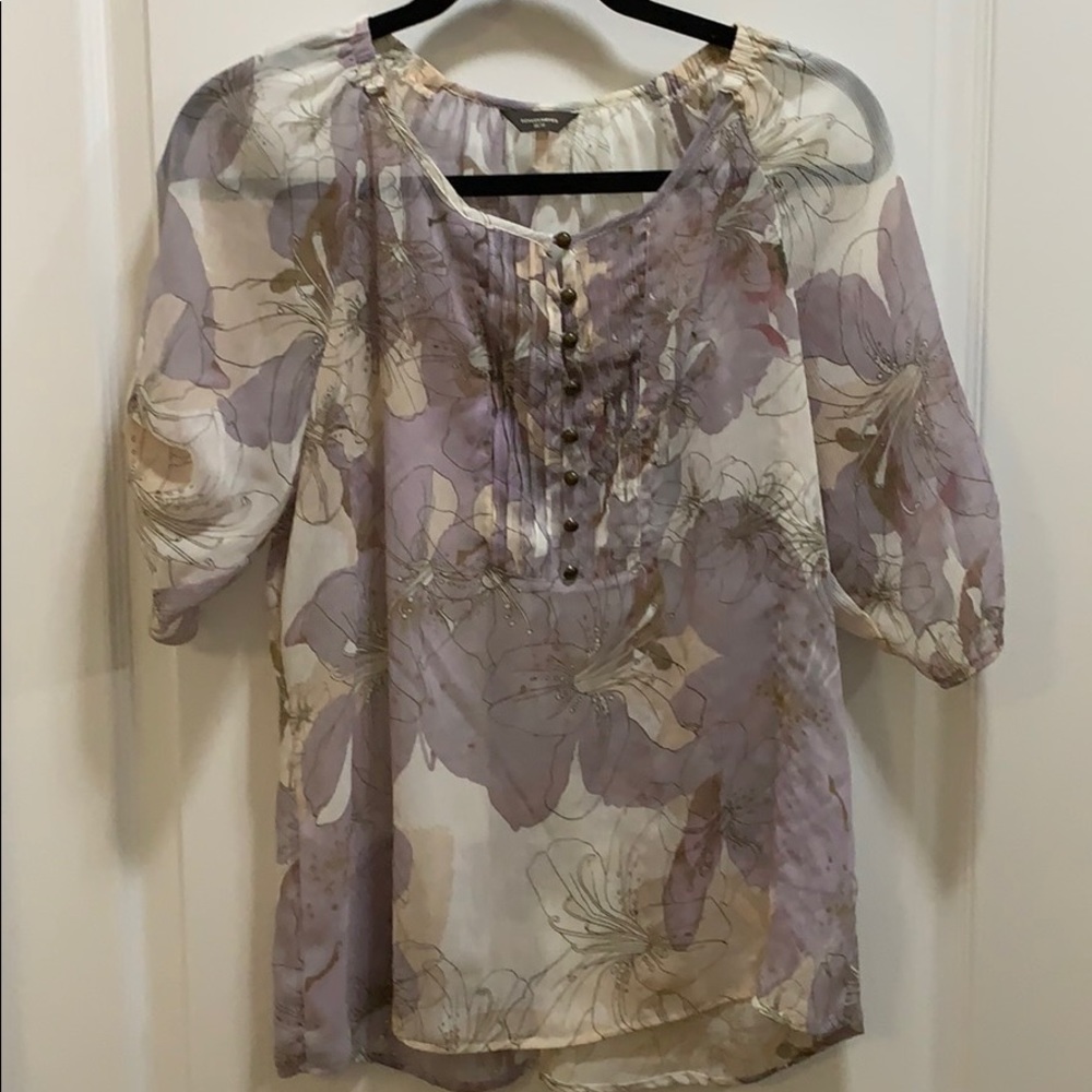 BOGO Floral Sheer Button Blouse Denver Hayes